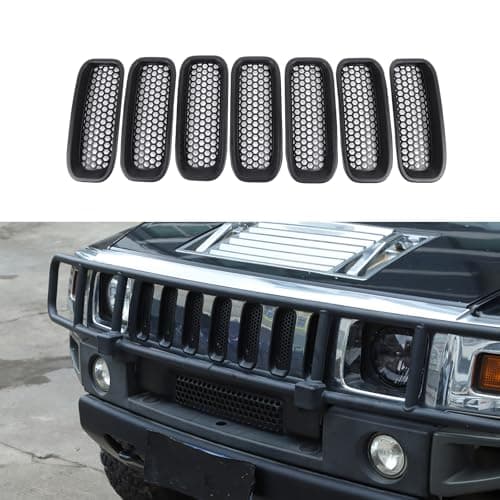 PIUGILH Front Bumper Grill Inserts Mesh Grill Cover Compatible with Hummer H2 2003-2009 Accesories, Front Grille Guard Cover Trim Exterior Accessories, 7Pcs