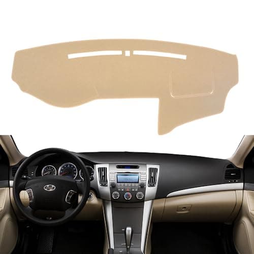 BLIBLIUNIT Dash Cover Mat Custom Fit for Hyundai Sonata 2009 2010 with Cutout for Sensor, Dashboard Cover Pad Protector (09-10 Beige)