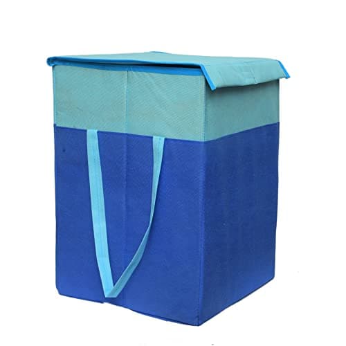 MBW Laundry Basket for Clothes | 75L | Laundry Bag for Clothes with lid, Basket for Bedroom & Bathroom Dorm (Sqaure Blue - Pack of 1)