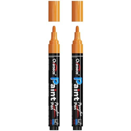 Overseas Orange Paint Pens Paint Markers Permanent Acrylic Markers 2 Pack Water Based Quick Dry Waterproof Marker Pen for Rock Wood Plastic Metal Canvas Glass Fabric Mugs Medium Tip