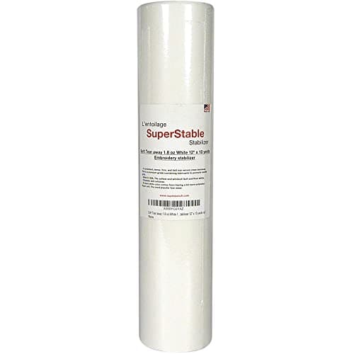 Superpunch Soft Tear Away 1.8 oz Stabilizer, Medium Weight Tearaway Stabilizer for Embroidery – 12 inch x 10 Yard Roll, Superstable Machine Stabilizers Backing for Hand Sewing, Made in USA (White)
