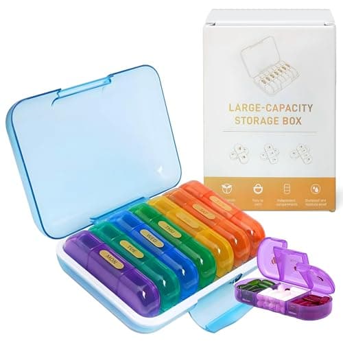 OCEANEVO 3 Times a Day, Weekly Medicine Storage Organizer box for Home and Travel, 7 days Pill Organizer Box for Vitamins, Tablet & Supplements - Multi Color - 3 Compartments - 1 Year Warranty