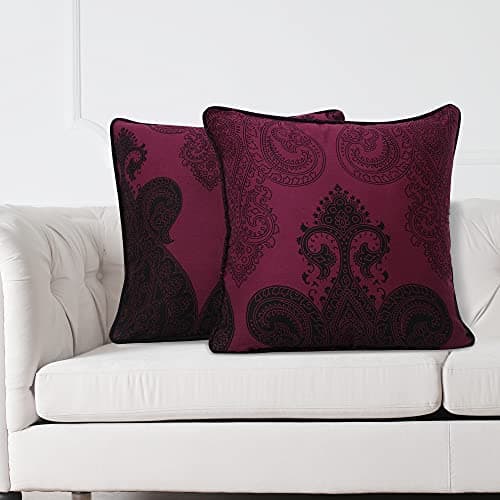 Swayam Cushion Cover Set Made of Cotton | Cotton, 240 Thread Count, 16 inch x 16 inch Size | Machine Washable Fabric, Ideal for Home Décor - Maroon