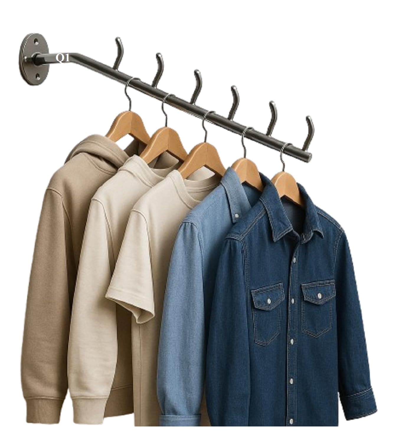 Q1 Beads Stainless Steel 6 pin Hook Wall drope Hanger for Cloth -Pack of 1 - Stainless Steel Clothes Hanger Heavy Duty Drying Rack Wall Mount with Hardware Fitting