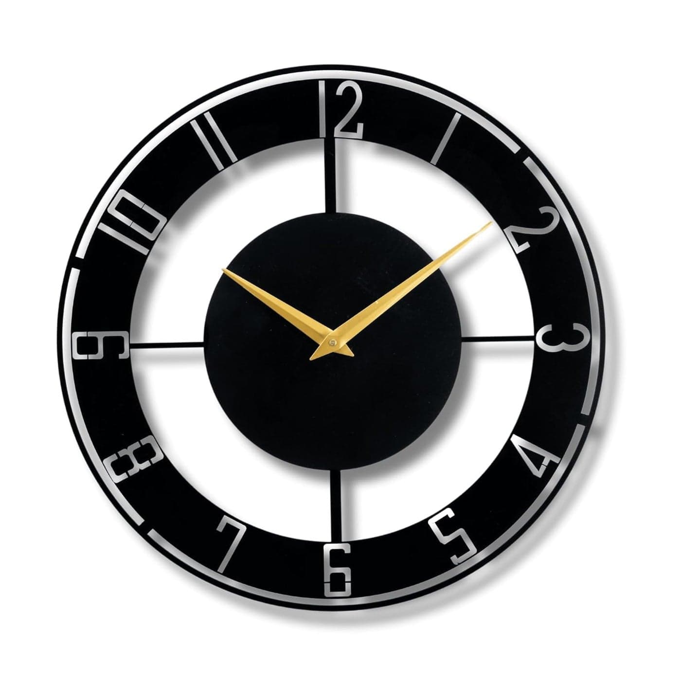 HIRVALL Metallic Wall Clock for Home Office Living Room Bedroom Kids Room and Kitchen 40 x 40 cm Big Size Stylish Latest Home Decor 40 CM