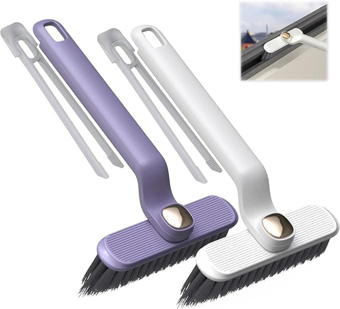 VAGHASIYA 2PCS MultiFunction Bathroom Cleaning Brush Tiles Cleaning Brush Hard Bristle Rotating Crevice Gap Cleaning Brushes for Bathroom Floor Cleaner Brush