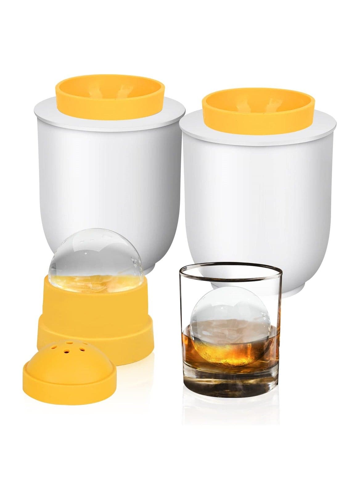 Large 2.8-Inch Crystal Clear Ice Ball Maker, Silicone Round Ice Cube Tray for Perfect Drinks, 2 Pack