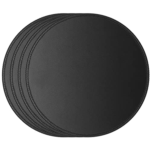 JIKIOU 4 Pack Computer Mouse Pad with Non-Slip Rubber Base, Premium-Textured Mousepads Bulk with Stitched Edges, Mouse Pads Pack for Computers, Laptop, PC, Office & Home, 7.9x7.9 inches, 3mm, Black