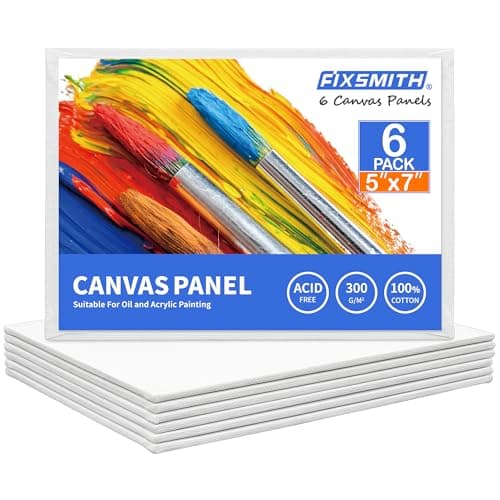 FIXSMITH Canvas Boards for Painting 5x7 Inch Super Value 6 Pack White Blank Canvas Panels 100 Cotton Primed Painting Art Supplies for Professionals Hobby Painters Students Kids