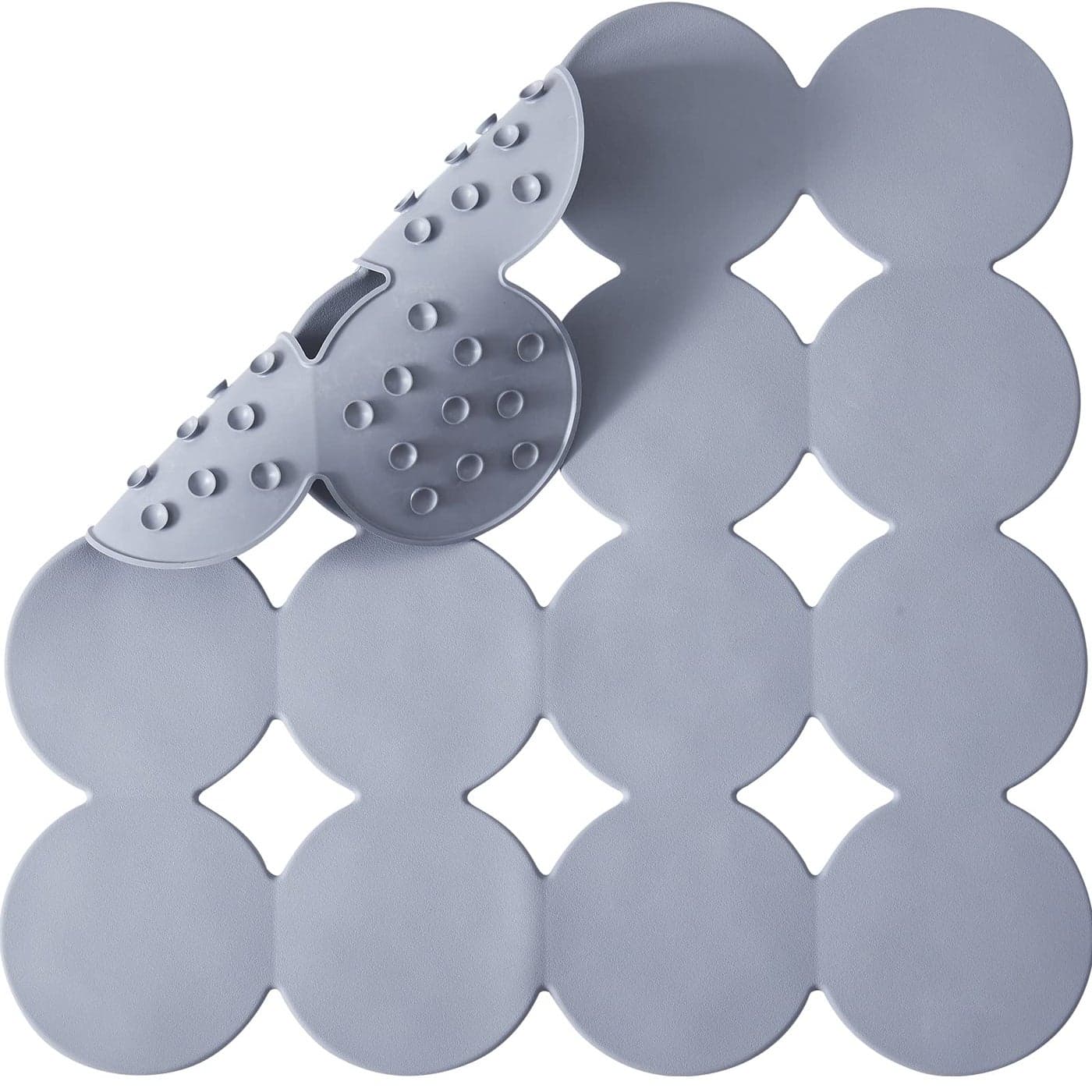 Webos Square Shower Mat Nonslip Rubber Bathtub Mat with Suction Cups for Inside Shower Bathroom Floor Grey 21X21
