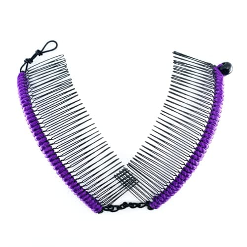 HairZing Stretch Banana Clip by HairZing - Double Comb for Thick, Curly, Kinky Hair - Put Your Hair Up in Seconds w/No Damage, Creases, or Pain - Large (Purple - Large)