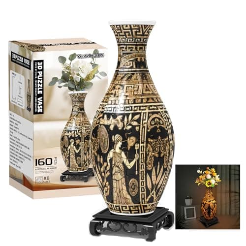 3D Puzzles Vase for Adults 160 Pieces Plastic DIY Unique Flower Vase with LED Light Crafts for Adults Birthday Gifts House Warming Gift for Flower Arrangements and Home Decor Brown
