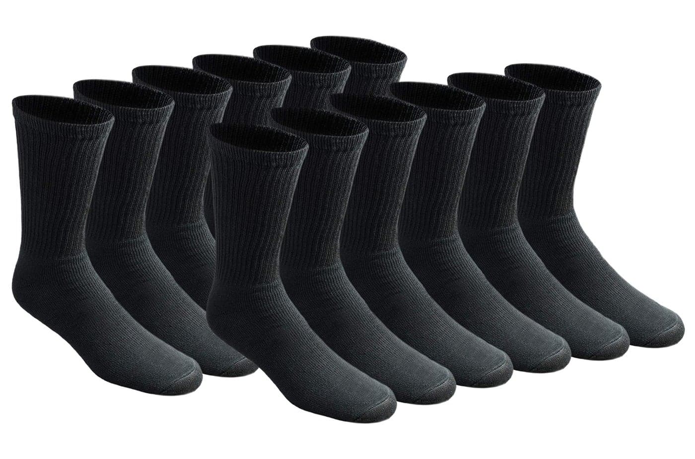 Dickies Mens All Purpose Cushion Crew Socks 612 Pairs Black 12 Pairs Shoe Size 59
