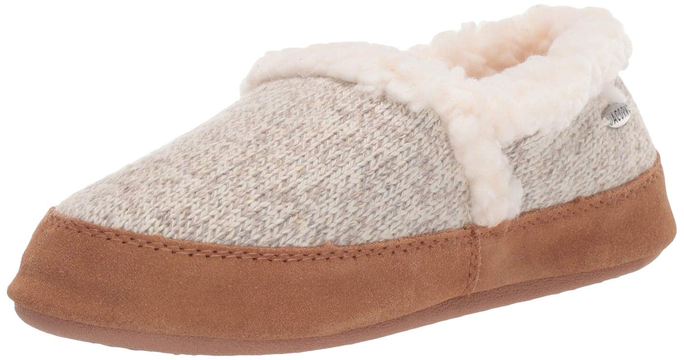 Acorn Soft Cozy House Slippers for Women Fleece Lining Suede Rand Rubber Sole Cloud Cushion for IndoorOutdoor Oatmeal Heathered 6575