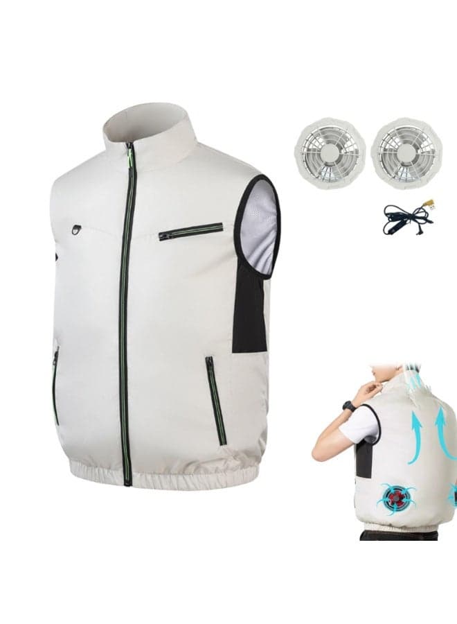 Rechargeable Cooling Vest with Built-in Fan - Portable Air Conditioning Outdoor Jacket for Fishing, Cycling, Hiking and Summer Sports