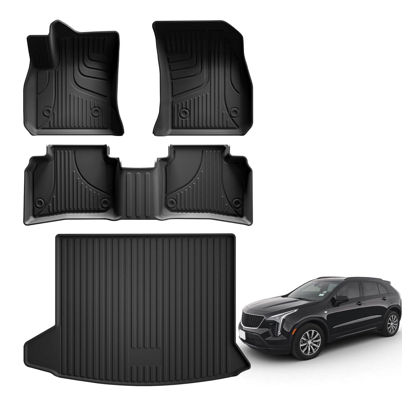 AOMSAZTO Floor Mats Cargo Liner for Cadillac XT4 20192025 All Weather Protection TPE AntiSlip Full Set Custom Car Mats XT4 Accessories Black