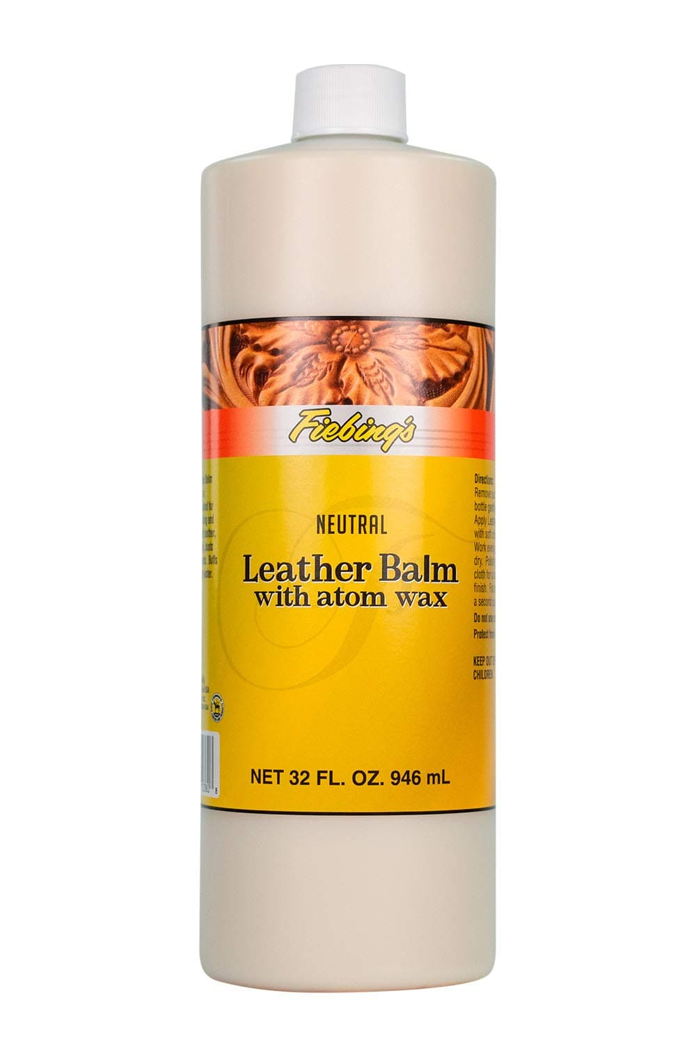Fiebing's Leather Balm with Atom Wax 32oz - wax top finish for leather