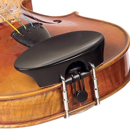 Flat Flesch Ebony Violin Chinrest – 4/4 Size, Standard Bracket