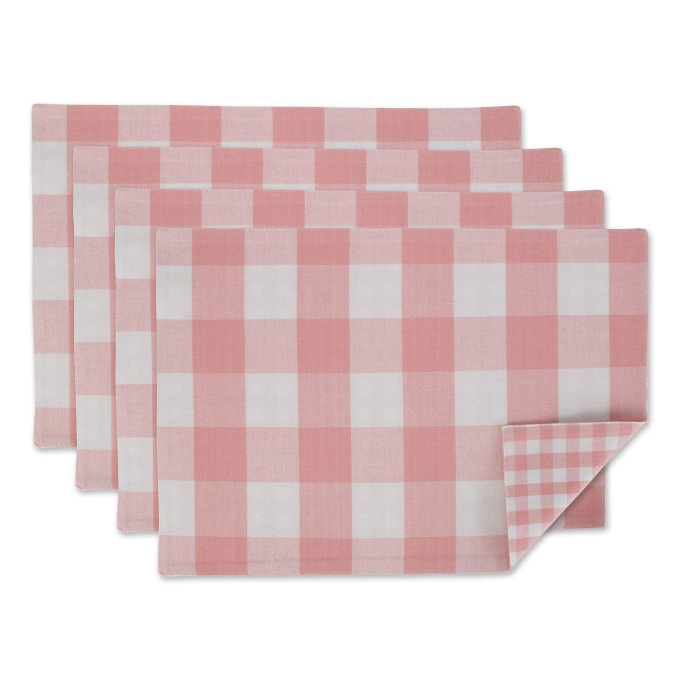 DII Gingham Check Tabletop Collection Pink Placemat Set