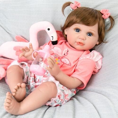 Aori Realistic Reborn Baby Doll Girls 22 inches Real Life Newborn Baby Dolls Adorable Lifelike Babies Weighted Reborn Toddler Gifts Set for Kids Grandma