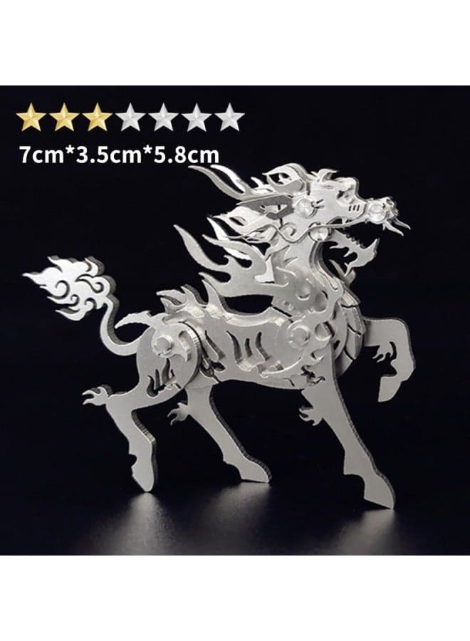 Steel Warcraft 3D Metal Jigsaw Puzzle Assembled Model Stall Adult Children Handmade DIY Gift Educational Toys-Color:【Blazing Fire Kirin】 Diy/finished Product Please Note