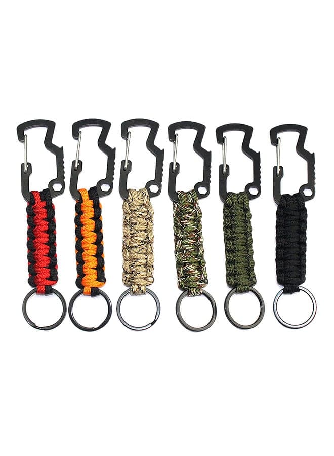 6 PCS Carabiner Paracord Survival Keychain,5.91 Inch Paracord Keychain Small Aluminum Clip D Ring for Camping, Hiking, Fishing, or as A Key Organizer