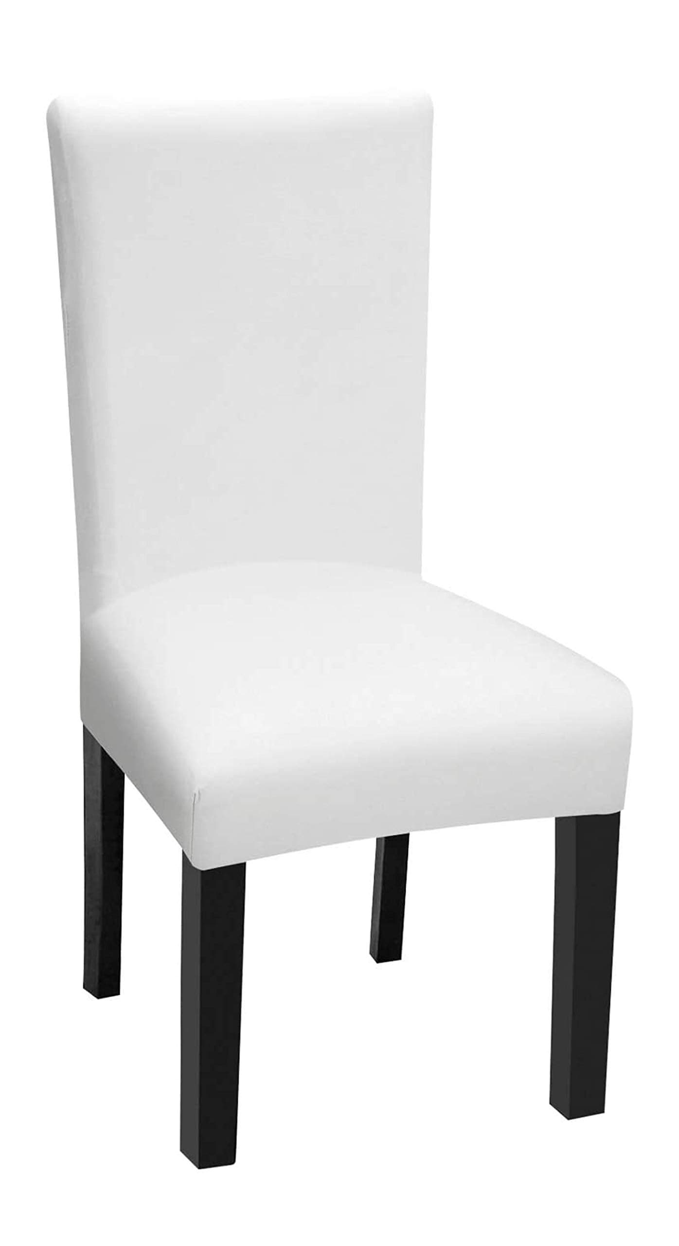 House of Quirk Polyester Spandex Plain Chair Cover Stretch Removable Washable Short Dining Chair Cover Protector Seat Slipcover (White, Pack of 1)