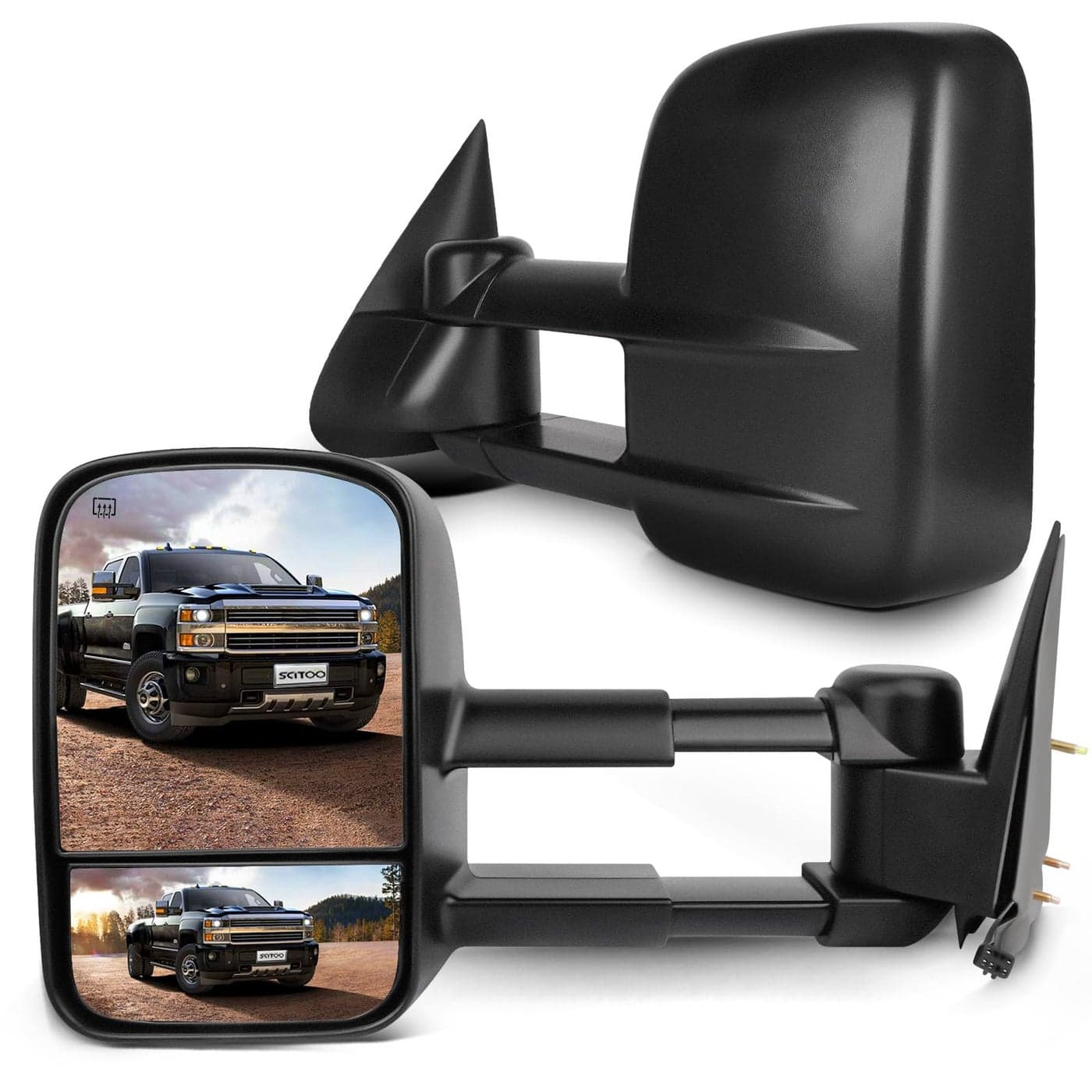 SCITOO Compatible with Towing Mirrors fit for 19992002 for Chevy for GMC for Silverado for Sierra 1500 2500 20002002 for Suburban 1500 2500 Power Heated Telescoping Tow Mirrors Pair Set