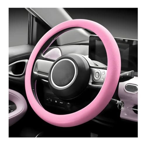 BWBWND Car Steering Wheel Cover 13 to 14 Inches NonSlip Soft Silicone Steering Wheel Protector Stretchable Elastic Steering Wheel Cover Fits Most Cars for Men and Women Pink
