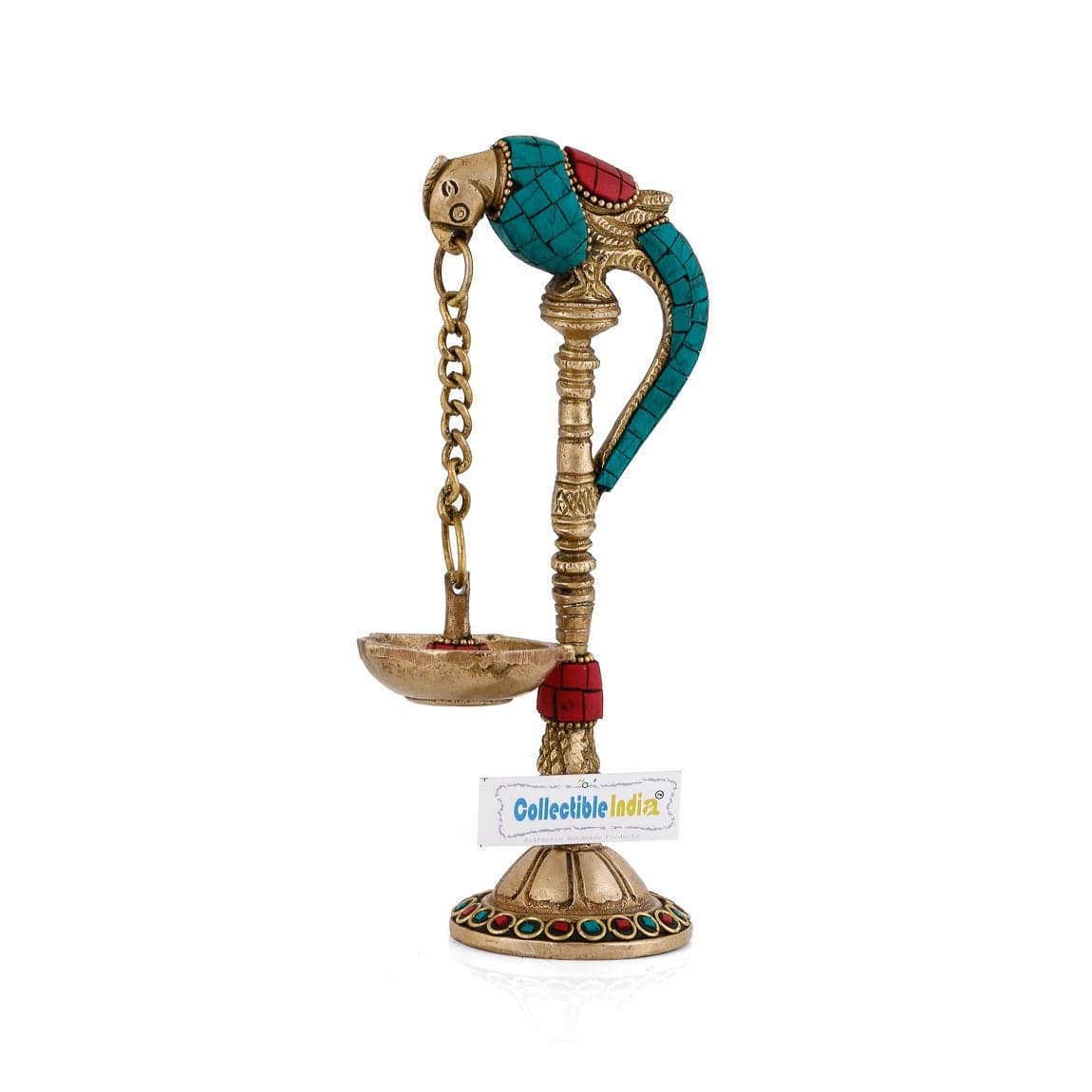 Collectible India Bird Diya Brass Parrot Oil Lamp Hindu Religious Spiritual Diya Feng Shui Gift Puja Sculpture
