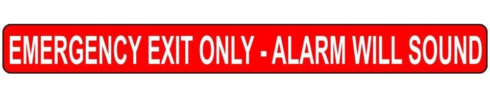 ComplianceSigns.com Emergency Exit Only - Alarm Will Sound Safety Label Decal, 24x2 inch Vinyl for Enter/Exit