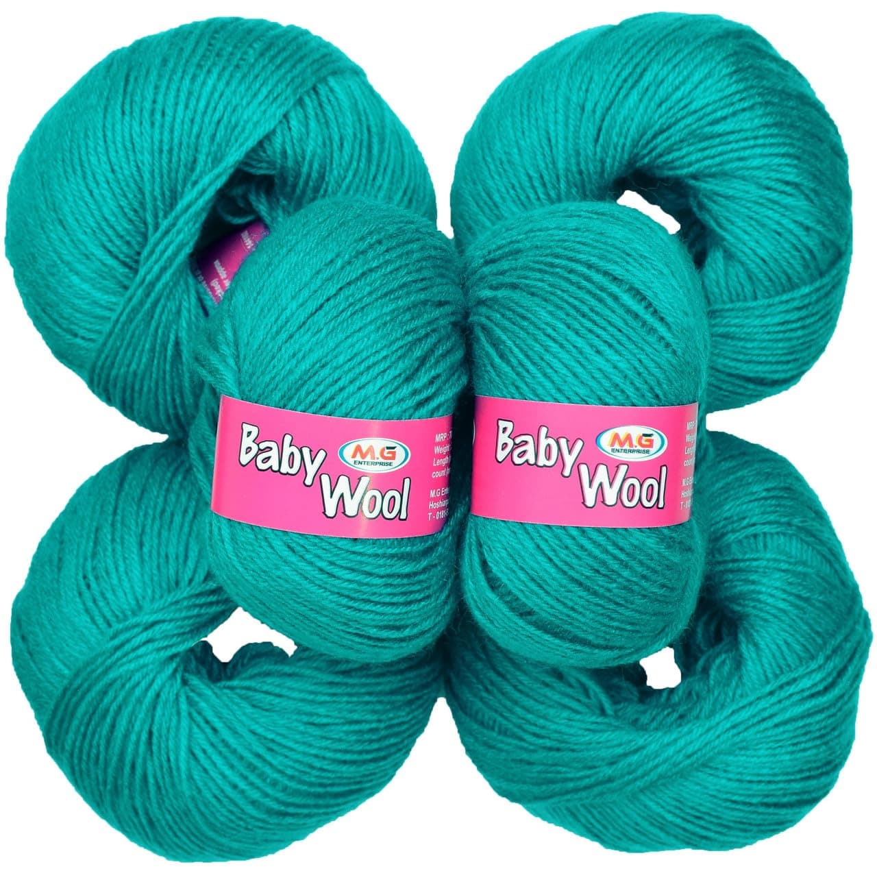 M.G Kintting Yarn 100% Acrylic Wool Teal (6 pc) Baby Soft 4 ply Wool Ball Hand Knitting Wool/Art Craft Soft Fingering Crochet Hook Yarn, Needle Knitting Yarn Thread Dyed