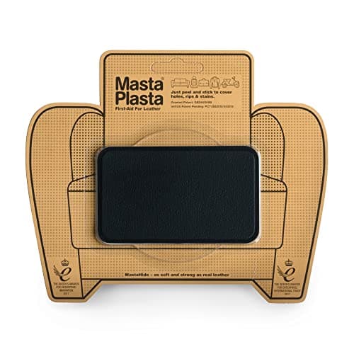 MastaPlasta Premium Leather Repair Patch - Black 4" x 2.4" (10 x 6 cm). Instant Upholstery-Quality Scratch and Tear Repair for Sofas, Car Interiors, Bags, Vinyl & More