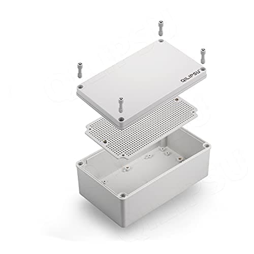 QILIPSU Junction Box with Mounting Plate 250x150x100mm, ABS Plastic DIY Electrical Project Case IP67 Waterproof Dustproof Enclosure Grey (9.8"x5.9"x3.9")