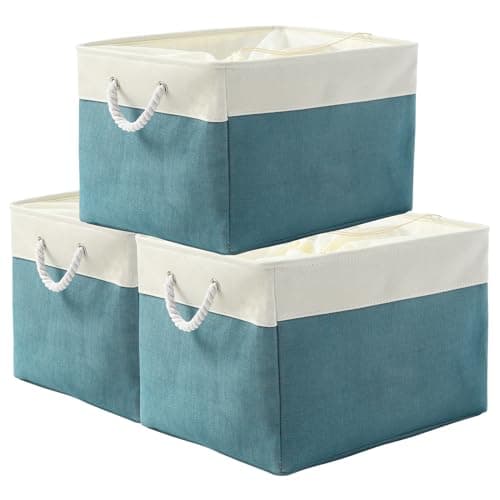 TheWarmHome Storage Bin for Shelves Extra Jumbo 3 Pack 205L157W138H Storage Basket for Organizing Fabrin Storage cubes with Drawstring Cover for Living Room Bedroom Decor ClosetWhite Green