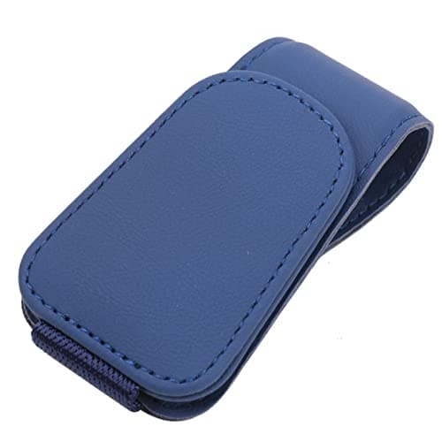 KanSmart Sunglass Holder for Car Visor Sunglasses Clip Magnetic Leather Glasses Eyeglass Holder Truck Car Interior Accessories Universal for Woman Man -Blue