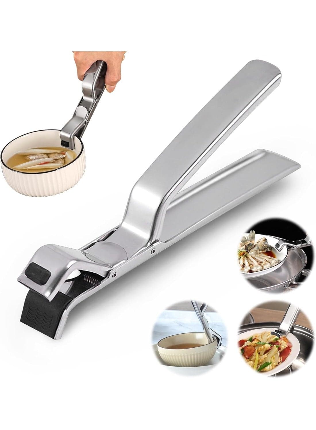 Anti-Scalding Clip Bowl Plate Clamp, Upgrade Heavy Duty Kitchen Utensil Tongs, Serving Food Tongs Tweezers, Multi-Purpose Kitchen Cooking Tools for Bowl, Pan, Plates, Air Fryer