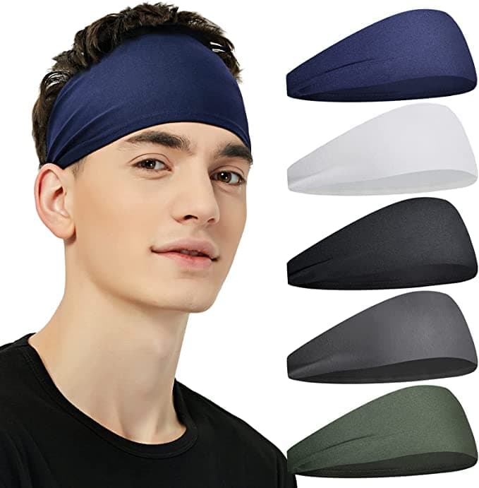 BISMAADH Sports Headbands for Men Moisture Wicking Workout Headband, Sweatband for Running, Cycling, Football, Yoga, Hairband for Women and Men