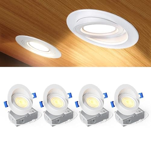 Ensenior 4 Pack 4 inch Gimbal Led Recessed Light, 5CCT 2700K-5000K, 360°+90° Adjustable, Dimmable, Aluminum, CRI90+, 900LM 9W 120V, Eyeball Recessed Lighting, Directional Can Light, ETL&FCC