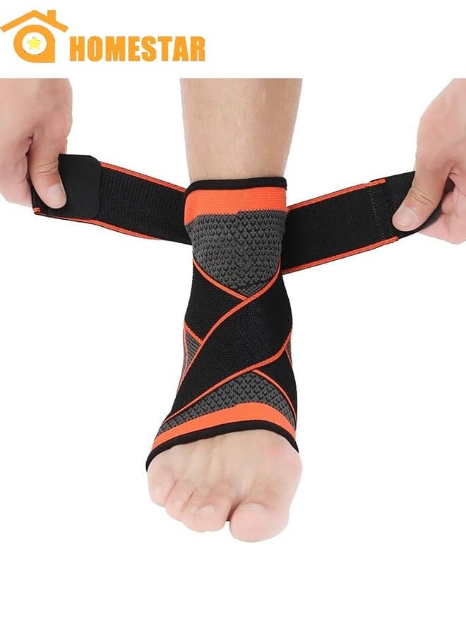 1 Pair Ankle Braces, Adjustable Compression Ankle Support for Men and Women, for Achilles Tendon Support, Plantar Fasciitis, Stabilize Ankle, Orange