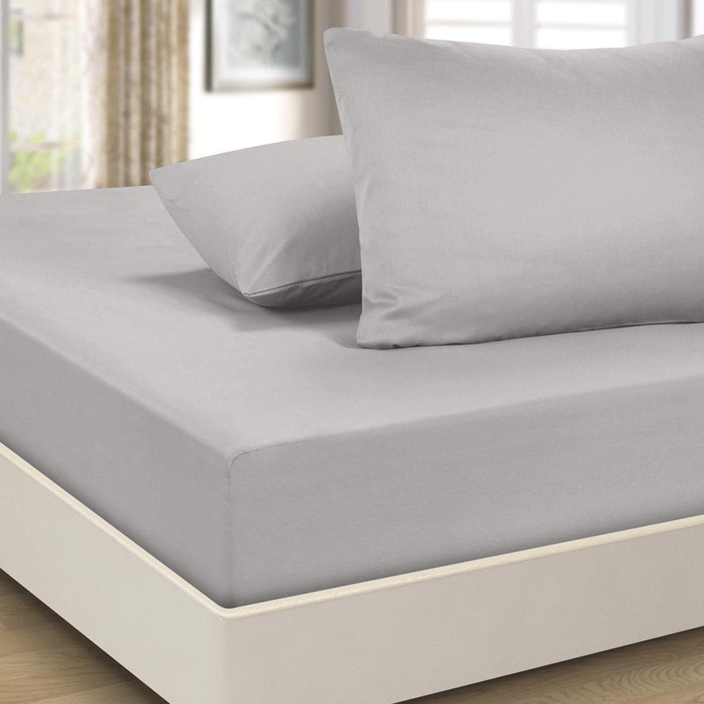 Imperial Rooms King Size Fitted Sheets 40 Cm Extra Deep Brushed Microfiber Bed Sheets Easy Care Soft Fitted Bed Sheet Shrinkage and Fade Resistant Grey