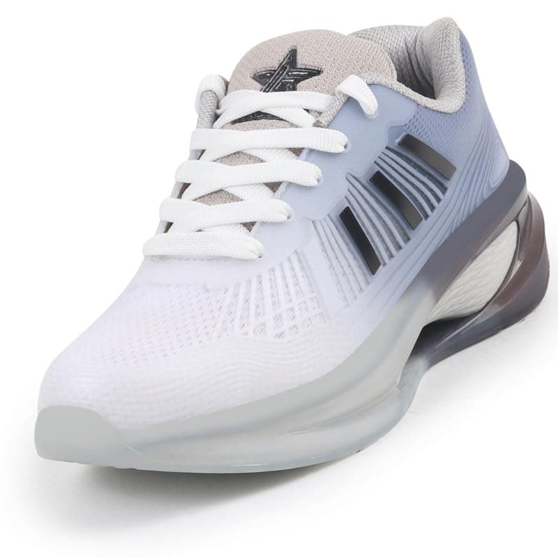 FAUSTO FST FJAMC-17001 GREY-41 Men's Grey Breathable Sport Shoes|KPU Upper and Anti-Skid Bounce Back Phylon Sole|Athleisure Running Shoes|Lace Up Walking Shoes|Gym Shoes (7 UK)