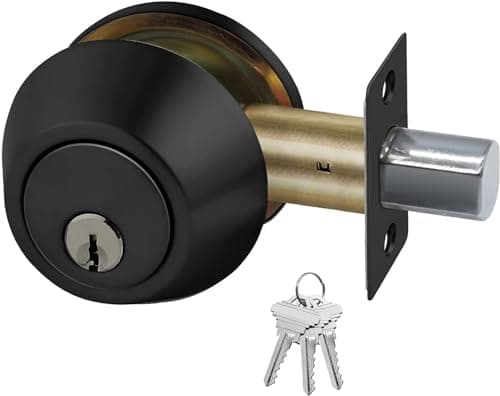 LYNN HARDWARE Heavy Duty Designer Commercial Deadbolt Single Cylinder Lock Matte Black US19 NonHanded Grade 2 Industrial UL 3 Hour Fire Rated ADA Compliant Wood or Metal Doors