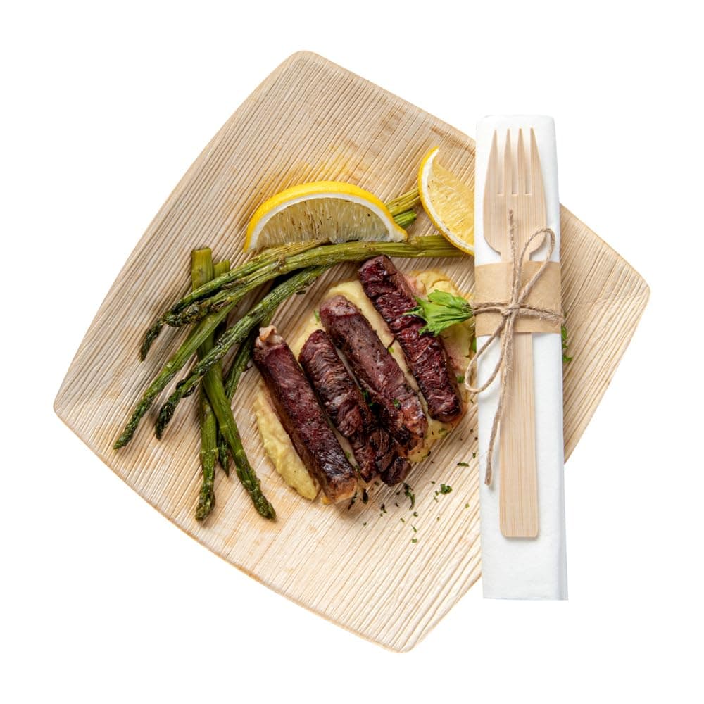 Restaurantware 675 Inch Disposable Flatware 100 EcoFriendly Wooden Cutlery Sets Cutlery Kits Include ForksKnivesNapkins Premium Bamboo Cutlery Sets For Parties Picnics or Weddings