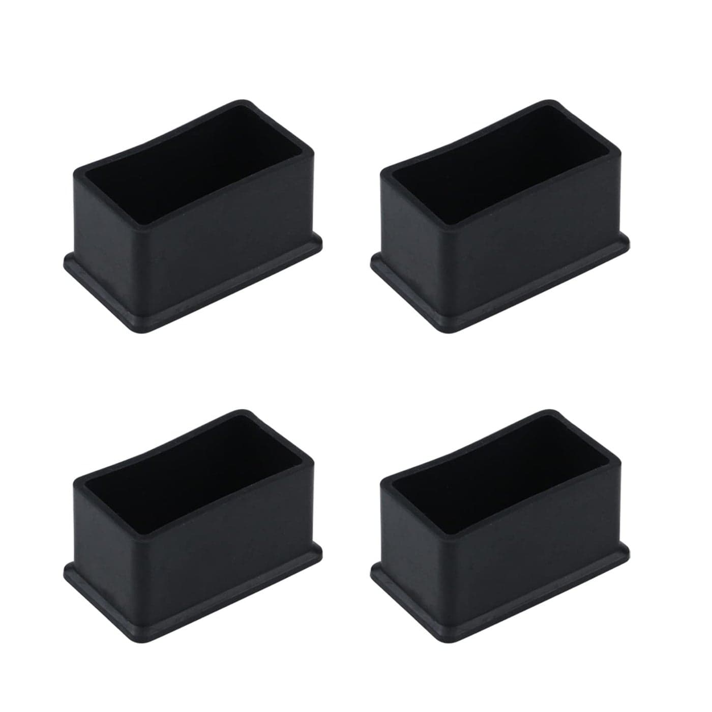 Antrader 4PCS Table Chair Leg Tips Rectangle Shaped Rubber PVC Furniture Pads Foot End Caps Covers Protectors 1 x 2Black
