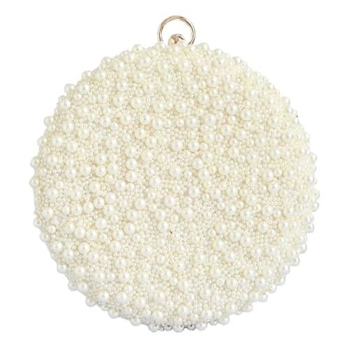 THE TAN CLAN Gauhar All White Pearl Hand Embroidered Clutches for women Purses Luxury Evening Handbags for ladies