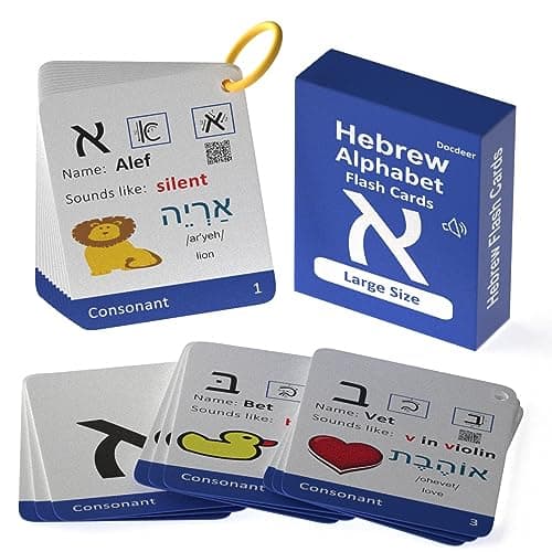 Hebrew Biblical Alphabet Syllabary Flash Cards Alef Bet Letter Educational Jewish Language Learning Flashcards