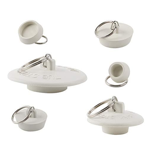 Hibbent 6 Pieces Drain Stopper, Rubber Kitchen Sink Drain, Sink Stopper Drain Plug with Pull Ring for Kitchen, Bathtub, Bathroom and Laundry Sink in 6 Different Sizes, White