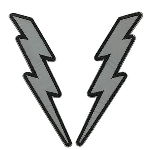 5" One Pair of Reflective Lightning Bolt Patch Embroidered Motorcycle MC Iron On Patch Set