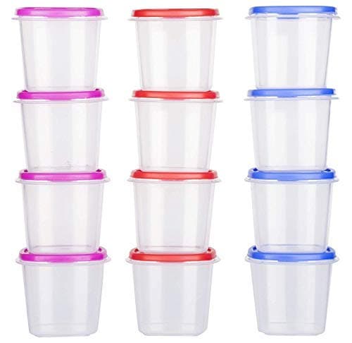 Cutting EDGE Super Sturdy Tiny Airtight Spice Kitchen Storage Containers Fridge Utility Pickle jar Sauce Dip Container 250 ML Set of 12 Multicolor